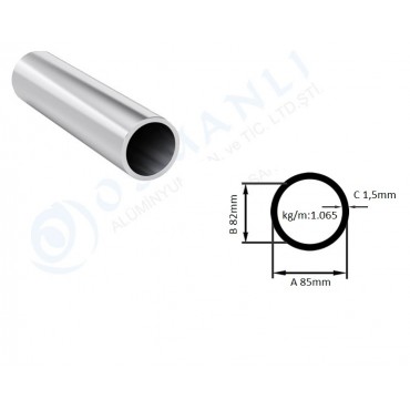Alüminyum Boru Dış Çap 85mm  Et Kalınlık 1,5mm